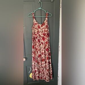Torrid Floral Red and Cream Maxi Dress